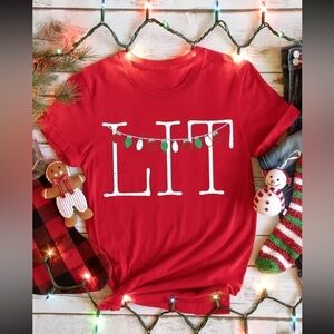 Lit Christmas Lights Graphic Shortsleeve Tee Shirt New